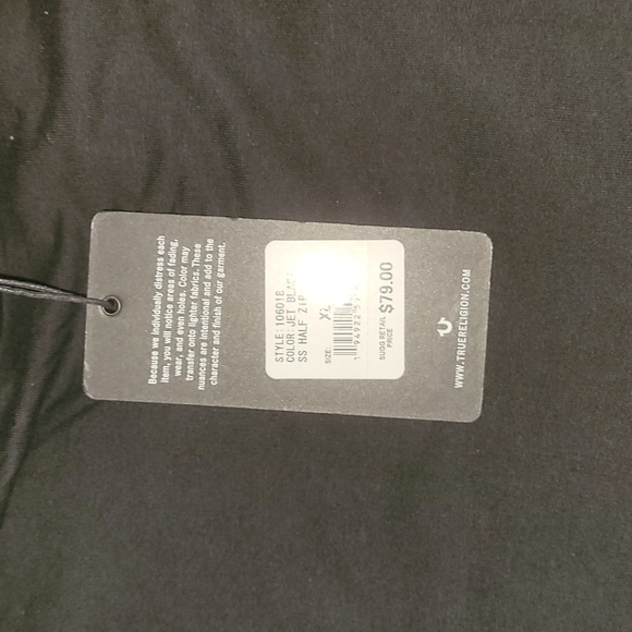 New Authentic True Religion short sleeved 3/4 zip polo styled pullover size XL - Picture 7 of 7